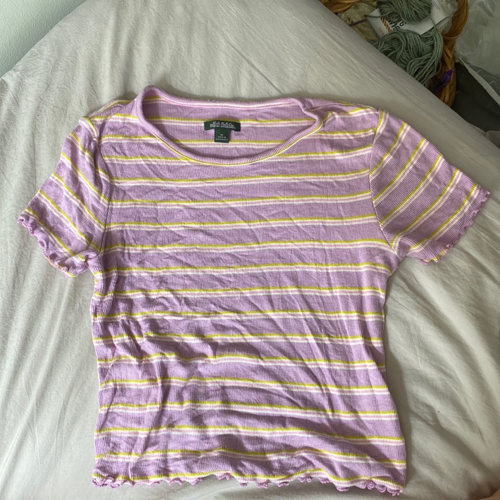 purple stripped crop top